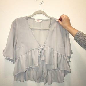 Peach Love Gray Sheer Top